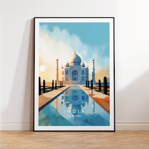 Impresión de viaje a Agra: Taj Mahal, India, Agra, póster del Taj Mahal, decoración del hogar, impresión de regalo o lienzo