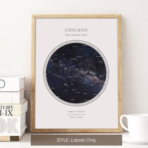 Custom Star Map Print HDR WHITE CIRCULAR Constellation Print, Night Sky Print Wedding Gift Anniversary Gift for Men, Gift for Women image 6