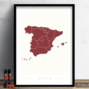 Spain  Map - Country Map of Spain - Art Print Watercolor Illustration Wall Art Home Decor Gift - COLOUR PRINTS