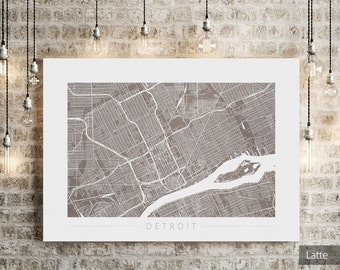 Detroit Map - City Street Map of Detroit Michigan - Art Print Watercolor Illustration Wall Art Home Decor Gift - Colour Series PRINT