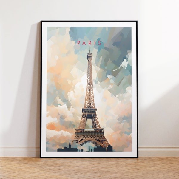 Impression de voyage à Paris - Tour Eiffel, France, affiche de Paris, décoration d'intérieur, cadeau impression ou toile