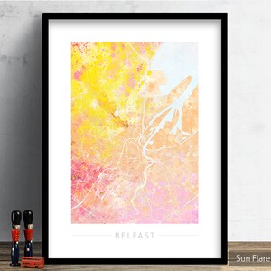 Belfast Map City Street Map of Belfast, Ireland Art Print Watercolor Illustration Wall Art Home Decor Gift Nature Series PRINT image 2