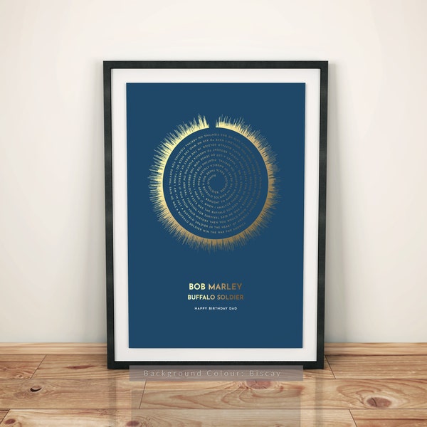 Custom SOUND WAVE Art Print | Personalised Sound Wave & Song Lyrics | Wedding Gift for Him, Her | COLOUR Background Series *Non Metallic*