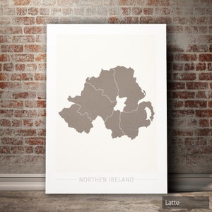 Nordirland Karte - Landkarte von Nordirland - Kunstdruck Aquarell Illustration Wand Kunst Wohnkultur Geschenk - COLOR PRINTS
