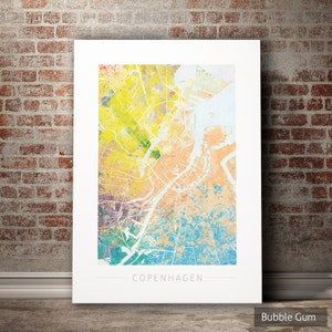 Kopenhagen Karte - Stadtplan von Kopenhagen, Dänemark - Kunstdruck Aquarell Illustration Wandkunst Wohnkultur Geschenk - Nature Series PRINT