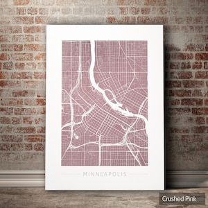 Minneapolis Map - City Street Map Minneapolis, Minnesota - Art Print Watercolor Illustration Wall Art Home Decor Gift - Colour Series PRINT
