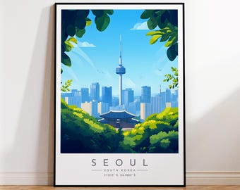 Seoul Travel Poster - South Korea, Seoul Travel Print, Home Decor, Print Framed or Canvas