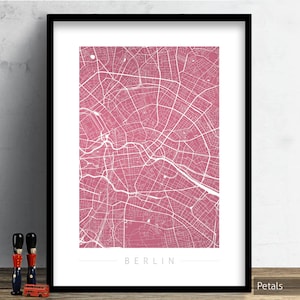 Berlin Karte - Stadtplan Berlin Deutschland - Kunstdruck Aquarell Illustration Wand Kunst Wohnkultur Geschenk - Farbserie PRINT
