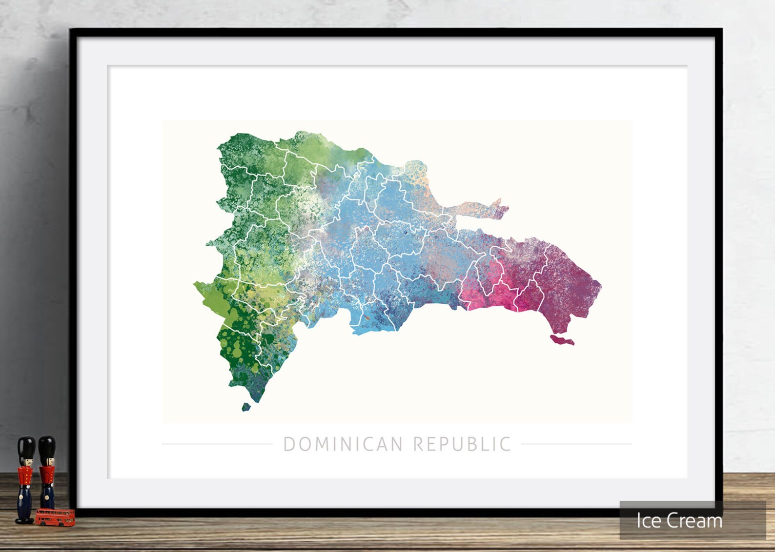Dominican Republic Map Country Map Art Print Watercolor - Etsy