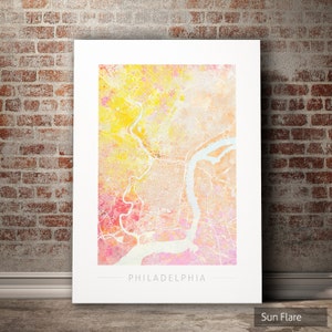 Mapa de Filadelfia - Mapa de calles de la ciudad de Filadelfia Pensilvania - Impresión de arte acuarela pared arte decoración del hogar regalo - Serie de la naturaleza PRINT