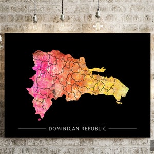 Dominican Republic Map - Country Map - Art Print Watercolor Illustration Wall Art Home Decor Gift - SUNSET SERIES PRINT