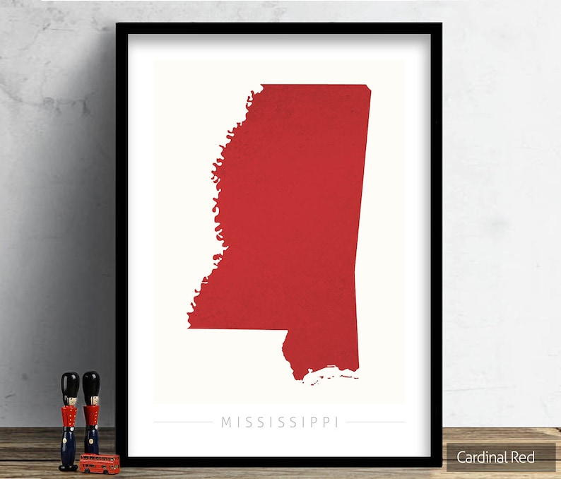 State Map of Mississippi Mississippi Map Art Print Watercolor Illustration Wall Art Home Decor Gift COLOUR PRINTS