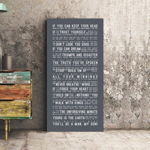 IF Rudyard Kipling Poem Print | You&#39;ll Be A Man, If Poster, Inspirational Quotes, Motivational | INSPIRATIONAL Series CANVAS Wrap