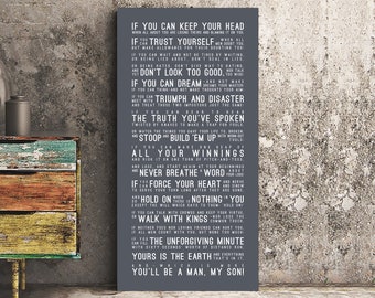 IF Rudyard Kipling Poem Print | You'll Be A Man, If Poster, Inspirational Quotes, Motivational | INSPIRATIONAL Series CANVAS Wrap