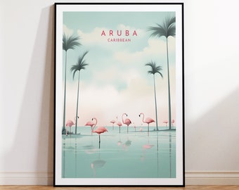 Aruba Travel Print - Caribbean, Aruba Poster, Home Decor, Gift Print or Canvas