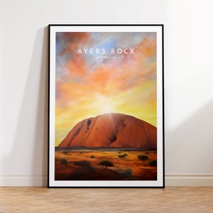 Ayers Rock Travel Print - Australia, Ayers Rock Poster, Home Decor, Gift Print or Canvas