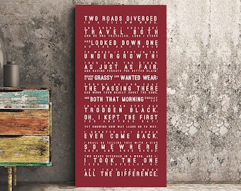 ROAD NOT TAKEN Robert Frost Poem Print | Road Not Taken Poster, Inspirational Quotes, Motivational | Inspirational Series Canvas Wrap