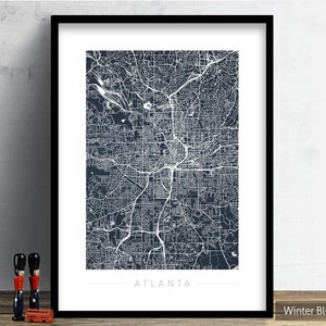 Atlanta Map - City Street Map of Atlanta Georgia - Art Print Watercolor Illustration Wall Art Home Decor Gift - Colour Series PRINT