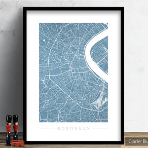 Bordeaux Karte - Stadtplan Bordeaux, Frankreich - Kunstdruck Aquarell Illustration Wand Kunst Wohnkultur Geschenk - Color Series PRINT