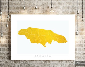 Jamaica Map - Country Map of Jamaica - Art Print Watercolor Illustration Wall Art Home Decor Gift - COLOUR PRINTS