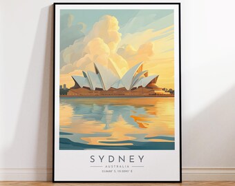 Sydney Travel Poster - Australia, Sydney Opera House Travel Print, Home Decor, Print Framed or Canvas
