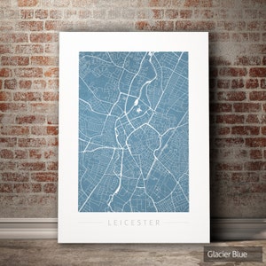 Leicester Map - City Street Map of Leicester, England UK - Art Print Watercolor Illustration Wall Art Home Decor Gift - Colour Series PRINT