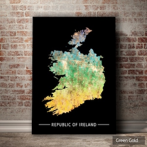 Republic of Ireland Map - Country Map - Art Print Watercolor Illustration Wall Art Home Decor Gift - SUNSET SERIES PRINT