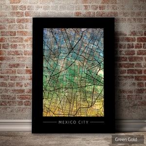 Mapa da Cidade do México - Mapa de ruas da Cidade do México, México - Impressão artística Ilustração em aquarela Arte em parede Decoração de casa Presente - Impressão em série do pôr do sol