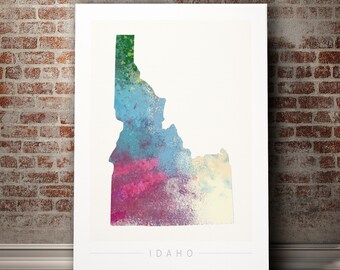 Idaho Map - State Map of Idaho - Art Print Watercolor Illustration Wall Art Home Decor Gift - NATURE PRINT