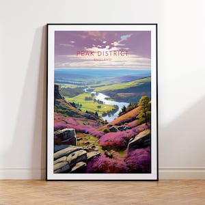 Impression de voyage Peak District - Angleterre, affiche Peak District, décoration d'intérieur, cadeau impression ou toile