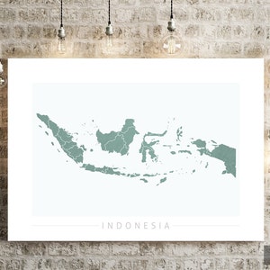 Mapa de Indonesia - Mapa del país de Indonesia - Impresión de arte Ilustración de acuarela Arte de pared Regalo de decoración del hogar - IMPRESIONES EN COLOR