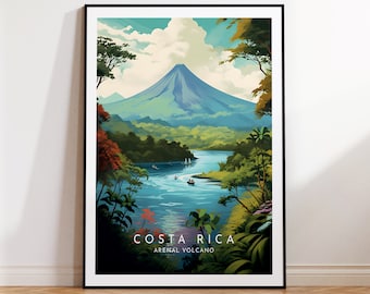 Costa Rica Travel Print - Costa Rica, Arenal Volcano Poster, Home Decor, Gift Print or Canvas