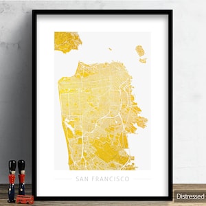 San Francisco Map - City Street Map of San Francisco California - Art Print Watercolor Wall Art Home Decor Gift - Colour Series PRINT