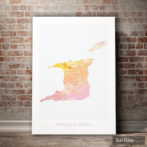 Trinidad und Tobago Karte - Landkarte - Kunstdruck Aquarell Illustration Wand Kunst Wohnkultur Geschenk - NATURE Series PRINT
