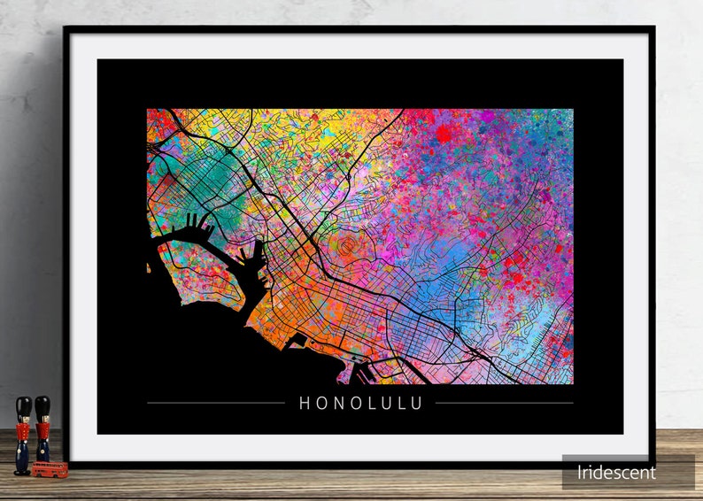 Honolulu Map - City Street Map of Honolulu, Hawaii, USA - Art Print ...