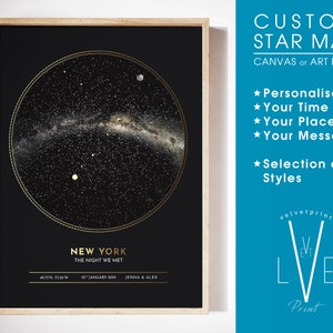 Anniversary Gift - REAL SKY on BLACK | Custom Star Map | Wedding Gift Idea | Star Poster, Night Sky | Gift for Men, Gift for Women