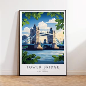 Tower Bridge Travel Poster - London Poster, Tower Bridge Travel Print, Home Decor, Print Framed or Canvas