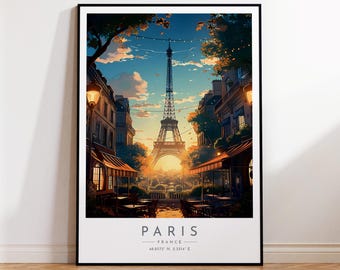 Paris Travel Poster - France, Eiffel Tower Travel Print, Home Decor, Print Framed or Canvas