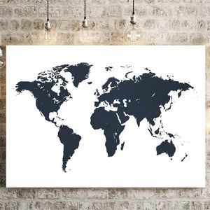 Mapa del mundo - Mapa del mundo Arte Impresión Acuarela Ilustración Arte de la pared Decoración del hogar Regalo - IMPRESIONES EN COLOR