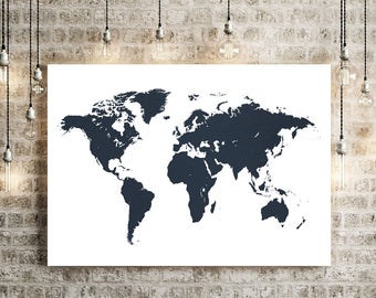 World Map - World Map Art Print Watercolor Illustration Wall Art Home Decor Gift - COLOUR PRINTS