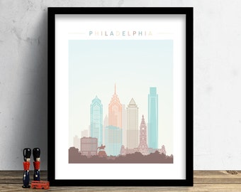 Philadelphia Skyline, Print, Watercolor Print, Wall Art, Pennsylvania Art, Watercolor Art, City Poster, Cityscape, Home Decor, Gift PRINT