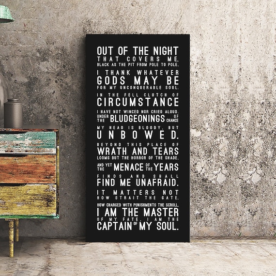 INVICTUS Print | I Am The Master of My Fate, William Henley Poem, Inspirational Quotes, Motivational | INSPIRATIONAL Series CANVAS Wrap