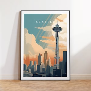 Setaball Reisedruck - USA,Seattle Poster, Dekoration, Geschenkdruck oder als Leinwand