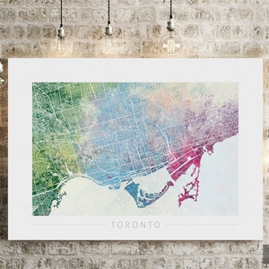 Mapa de Toronto - Mapa de calles de la ciudad de Toronto, Ontario - Impresión de arte Ilustración de acuarela Arte de pared Regalo de decoración del hogar - Serie de la naturaleza PRINT