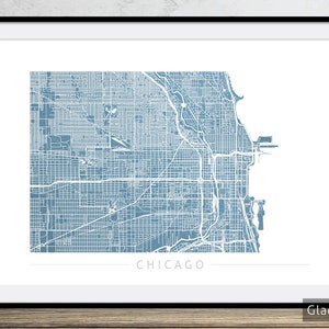 Carte de Chicago - plan des rues de la ville de Chicago, Illinois - impression d'art Illustration aquarelle, art mural, décoration d'intérieur, cadeau - impression série couleur