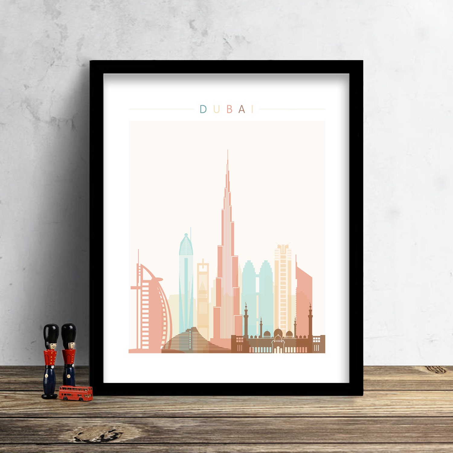 Cityscape Gift PRINT Home Decor Dubai Skyline Print Watercolor Print Watercolor Art Abu Dhabi Dubai Wall Art UAE City Poster