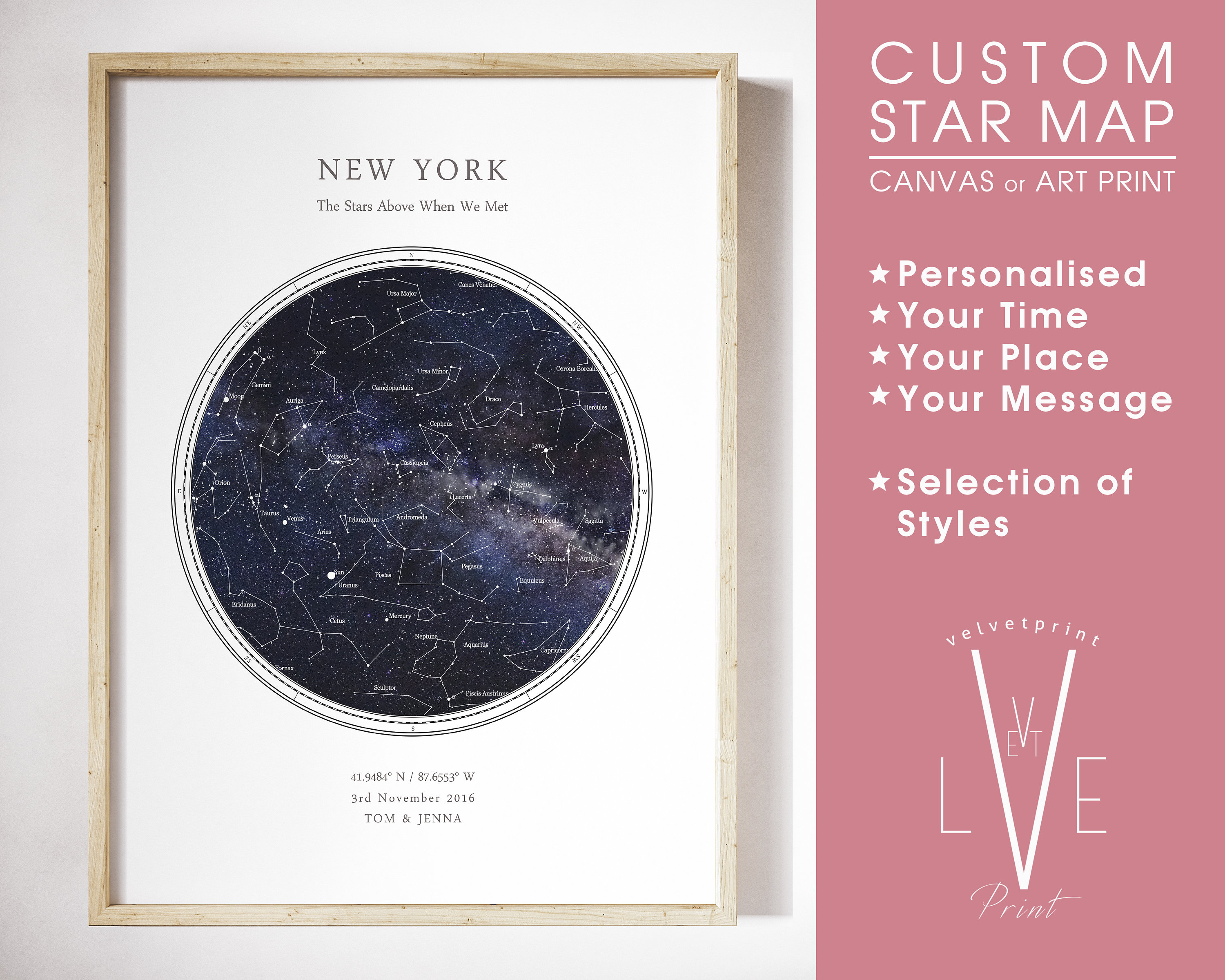 Constellation Print Night Sky Print Wedding Gift Gift for Women Digital Download Custom Star Map Print Anniversary Gift for Men