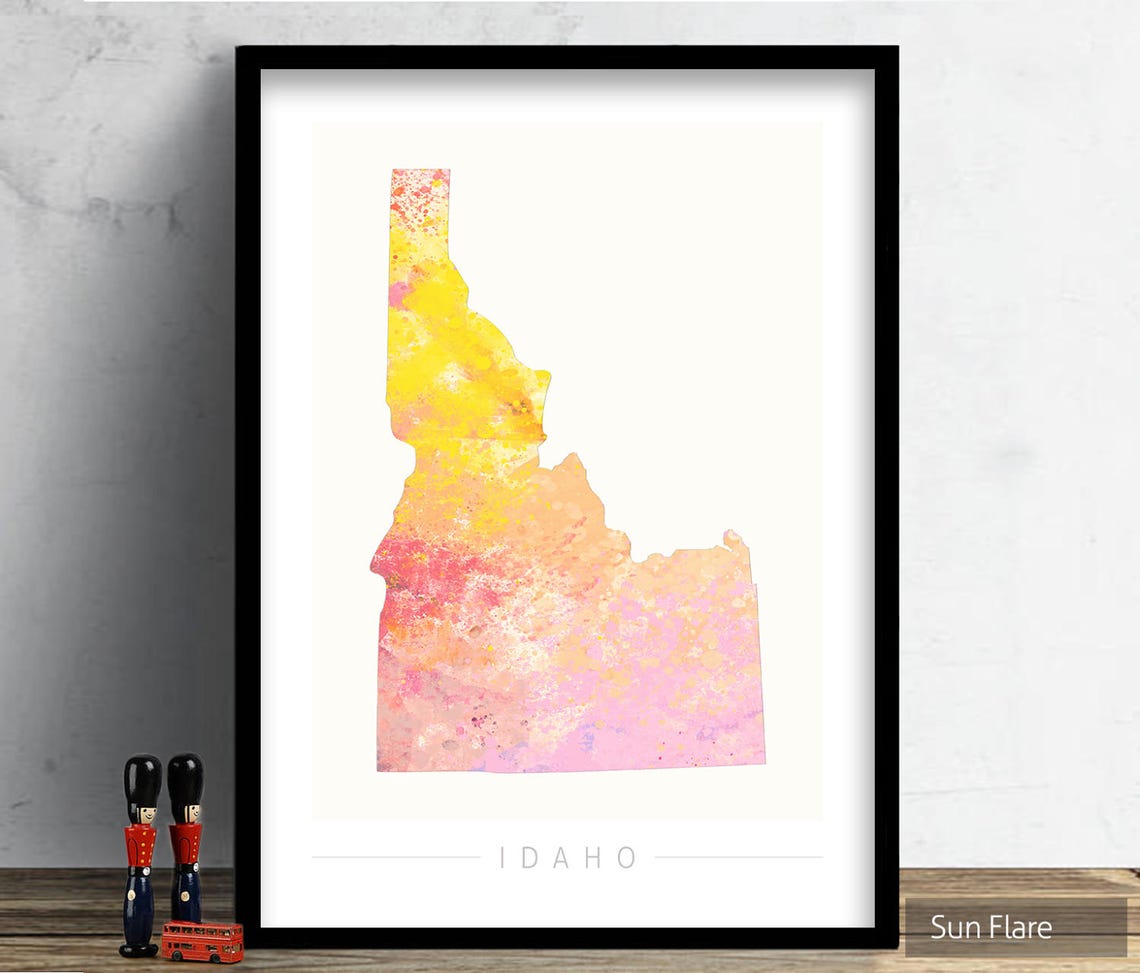 Idaho Map State Map of Idaho Art Print Watercolor | Etsy