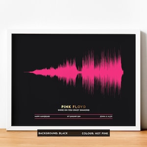 Personalised COLOURED SOUND WAVE Art Print | Personalised Sound Wave | Wedding Gift, Song Lyrics, Gift for Him, Her | Dark Series