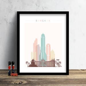Bangkok Skyline, Print, Watercolor Print, Wall Art, Thailand Cityscape, Watercolor Art, City Poster, Cityscape, Home Decor, Gift PRINT